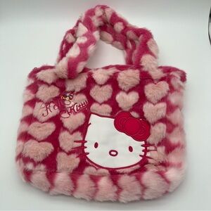 Hello Kitty Fuzzy Pink Zippered Heart Bag. Soft